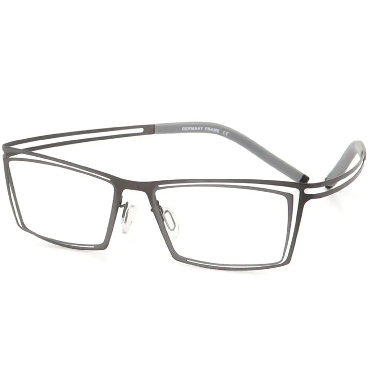 Muzz Unisex Full Rim Square Screwless Stainless Steel Eyeglasses 48820