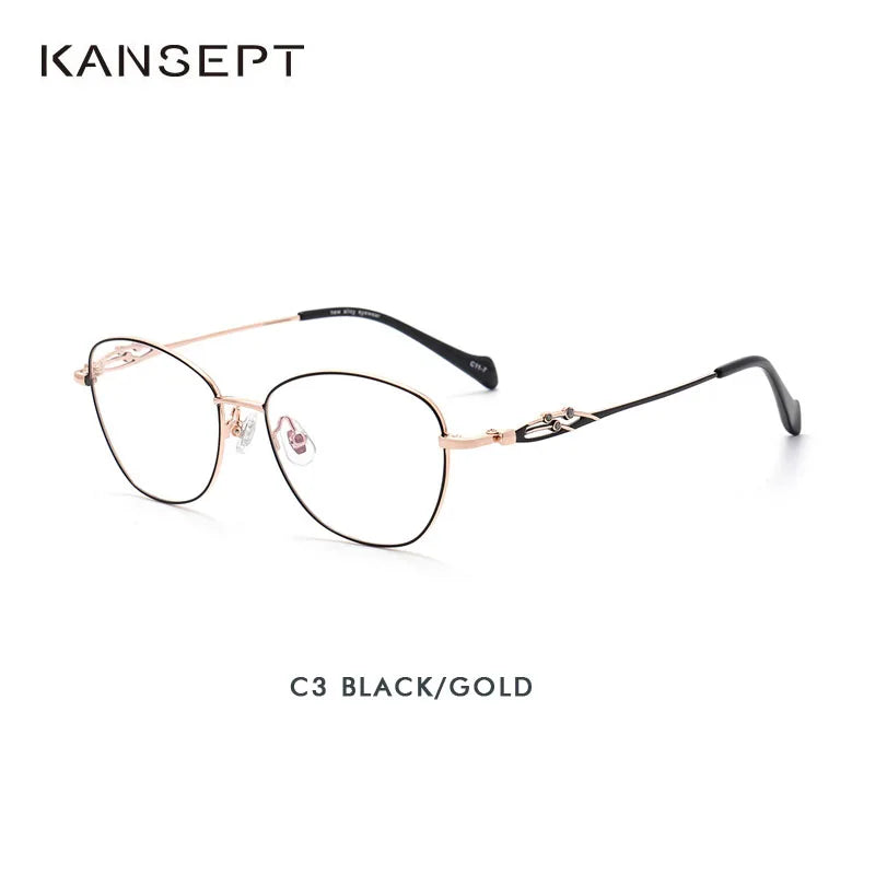 Kansept Women's Full Rim Round Square Alloy Eyeglasses 50028 Full Rim Kansept 50028C3 CHINA 