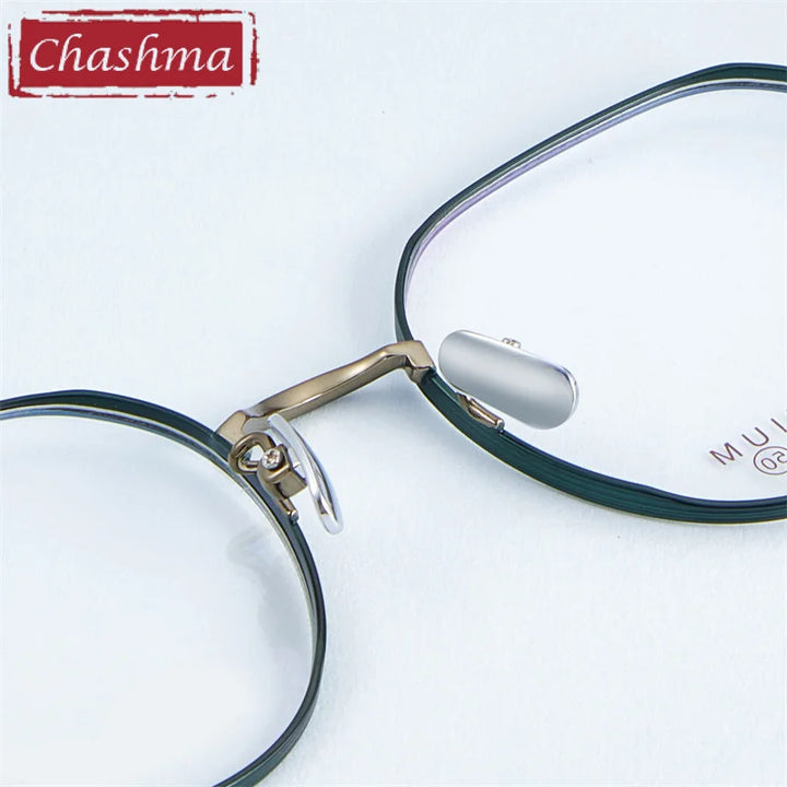 Chashma Ottica Unisex Full Rim Flat Top Round Titanium Eyeglasses 8018 Full Rim Chashma Ottica   