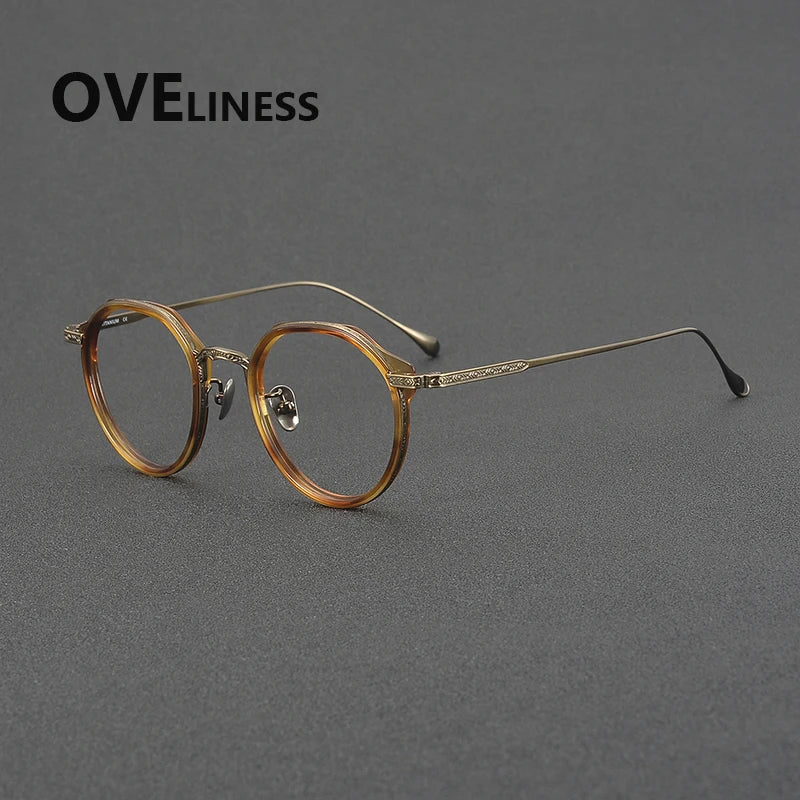 Oveliness Unisex Full Rim Round Titanium Acetate Eyeglasses 32904