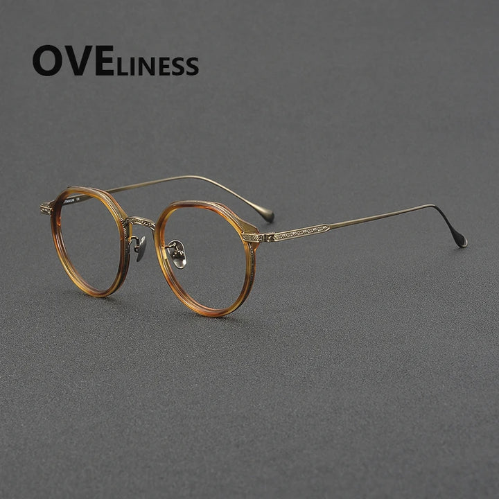 Oveliness Unisex Full Rim Round Titanium Acetate Eyeglasses 32904