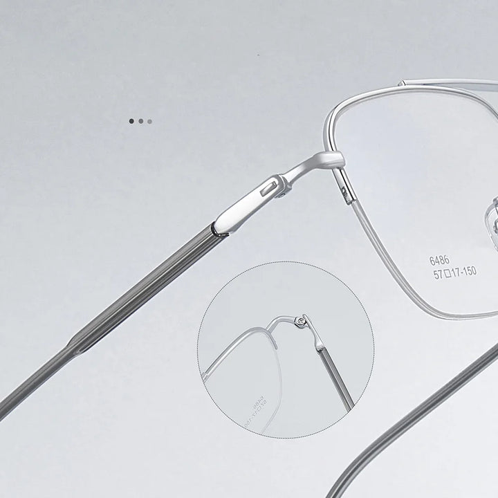 Gmei Optical 6486 men's semi-rimless titanium alloy prescription eyeglasses — view 10