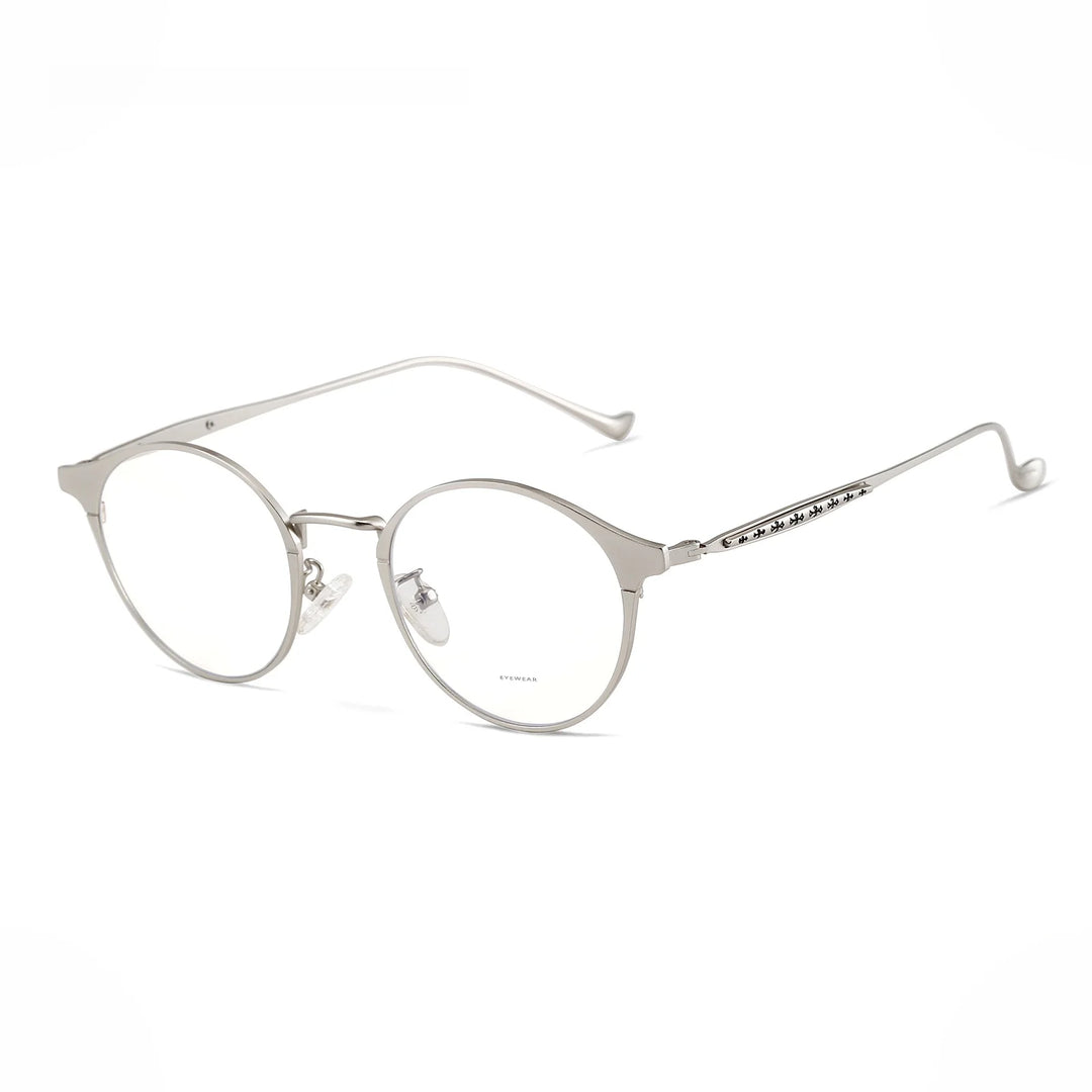 Hdcrafter Unisex Full Rim Round Titanium Alloy Eyeglasses 78006