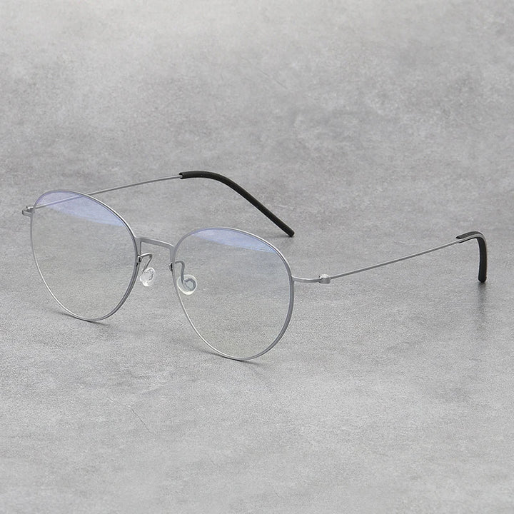 Black Mask Unisex Full Rim Round Screwless Titanium Eyeglasses 5531 Full Rim Black Mask Silver  