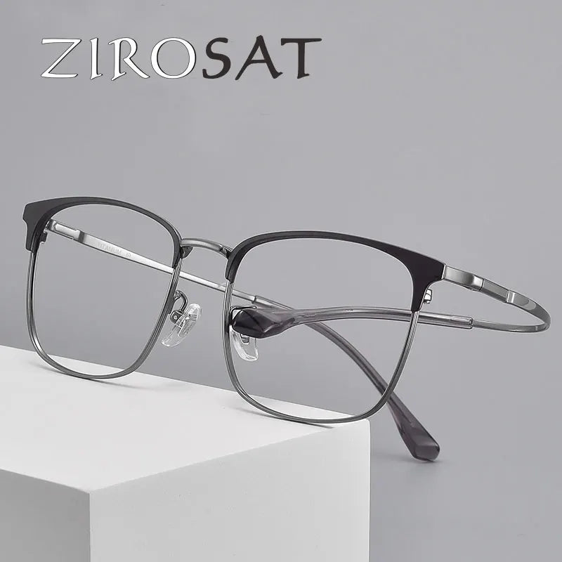 Zirosat Men's Full Rim Square Titanium Eyeglasses 36113 Full Rim Zirosat   