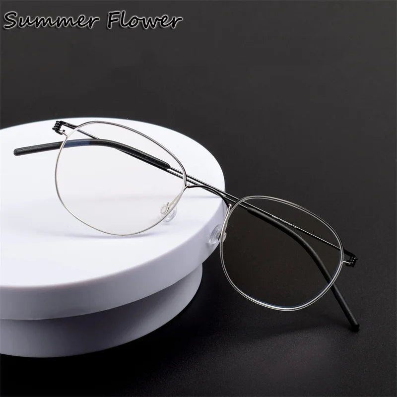 Summer Flower Women's Full Rim Oval Screwless Titanium Eyeglasses 842132