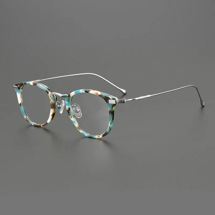 Hewei Unisex Full Rim Round Square Titanium Acetate Eyeglasses 14341 Full Rim Hewei   