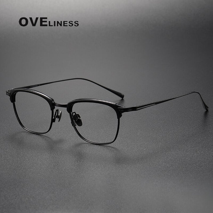 Oveliness Unisex Full Rim Square Acetate Titanium Eyeglasses Kj26 Full Rim Oveliness black  
