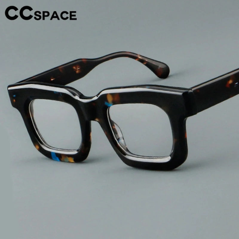 CCspace Unisex Full Rim Square Thick Acetate Eyeglasses 301902 Full Rim CCspace   