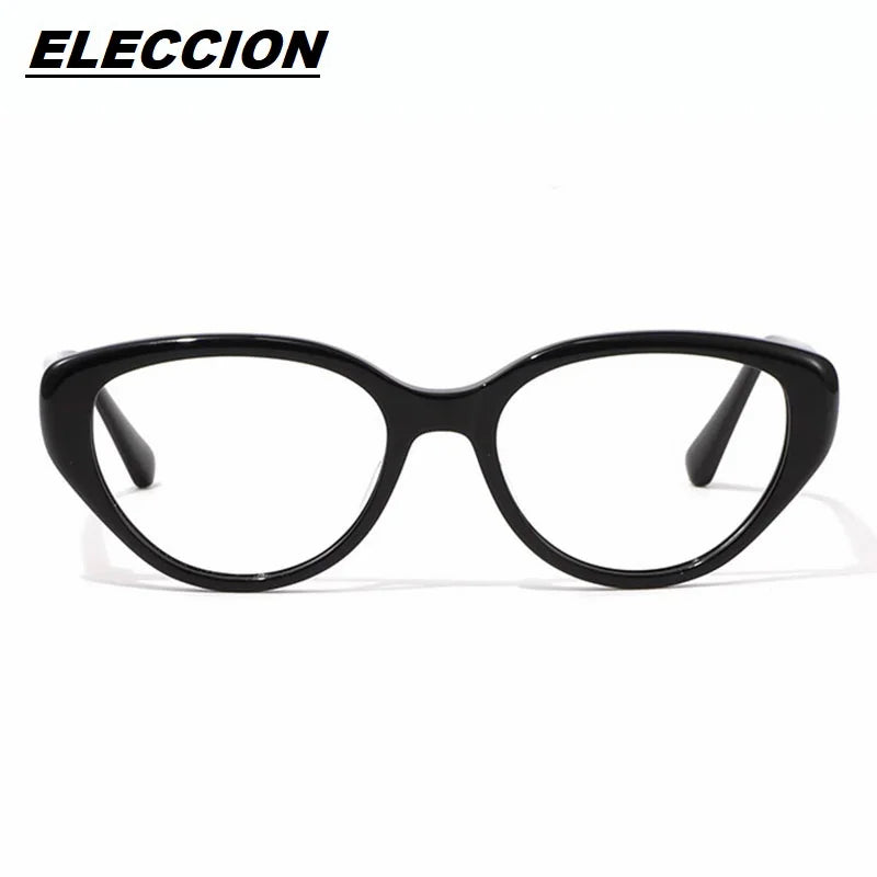 Eleccion Women's Full Rim Oval Cat Eye Acetate Eyeglasses 14818 Full Rim Eleccion Black CHINA