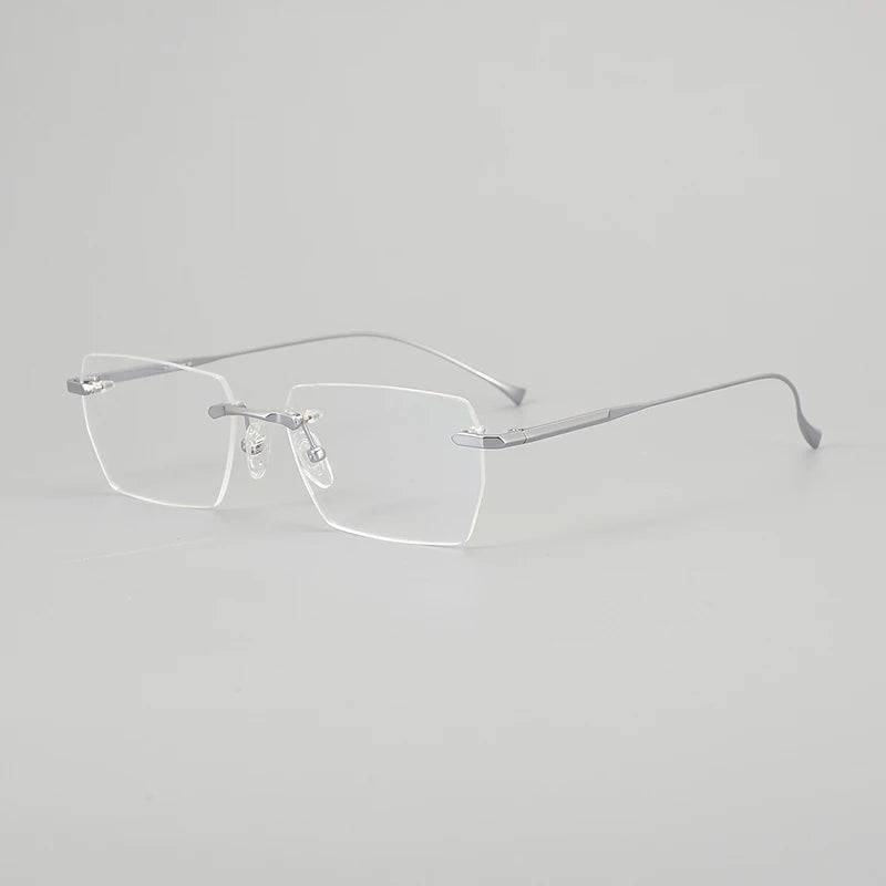 Aror Unisex Rimless Square Titanium Eyeglasses 72324
