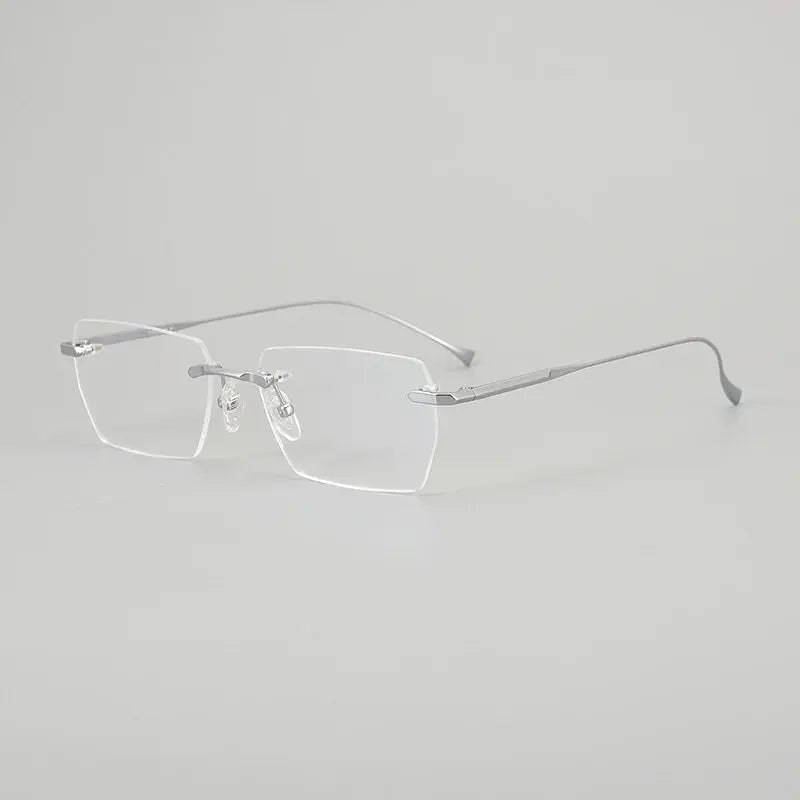 Aror Unisex Rimless Square Titanium Eyeglasses 72324.