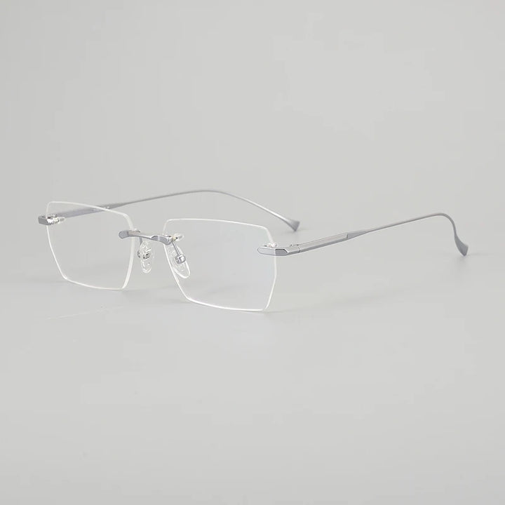 Aror Unisex Rimless Square Titanium Eyeglasses 72324