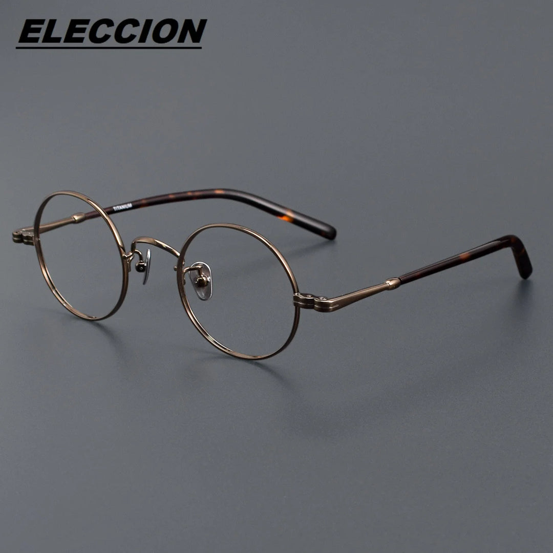 Eleccion Women's Full Rim Round Titanium Eyeglasses 12605 Full Rim Eleccion Bronze CHINA