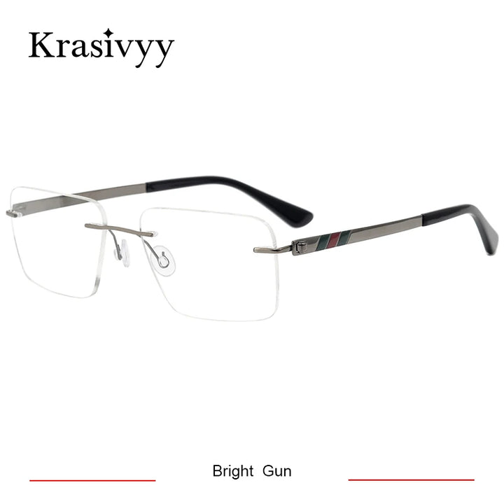 Krasivyy Unisex Rimless Square Screwless Titanium Eyeglasses 95014 Rimless Krasivyy Bright Gun