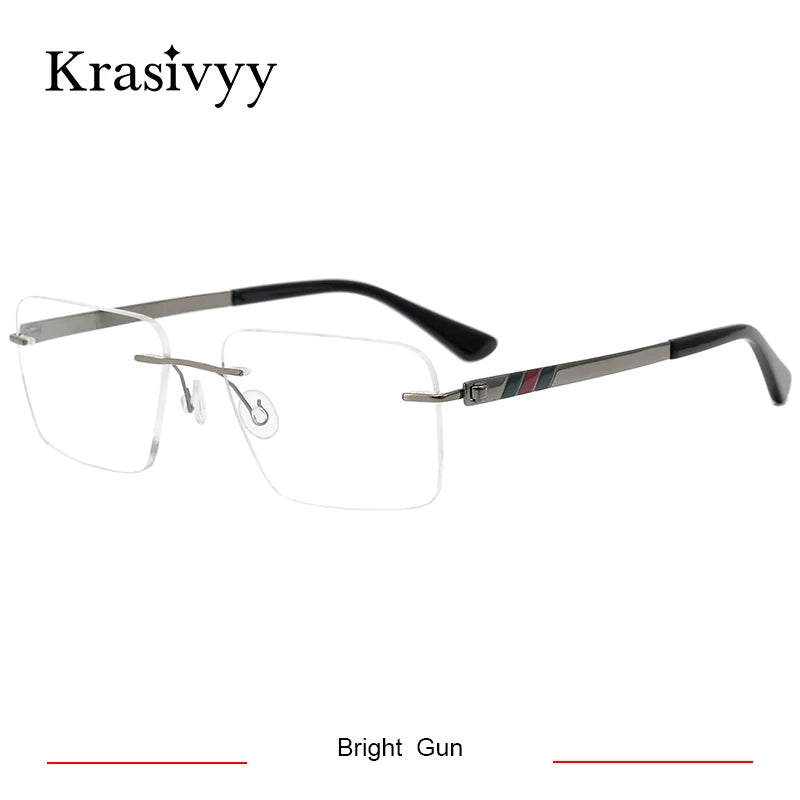 Krasivyy  Unisex Rimless Square Screwless Titanium Eyeglasses 35014