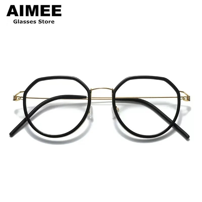 Aimee Women's Full Rim Polygon Titanium Acetate Eyeglasses 484220