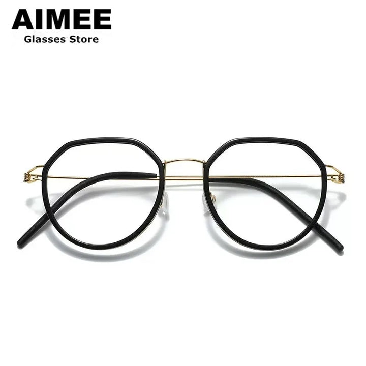 Aimee Women's Full Rim Polygon Titanium Acetate Eyeglasses 484220