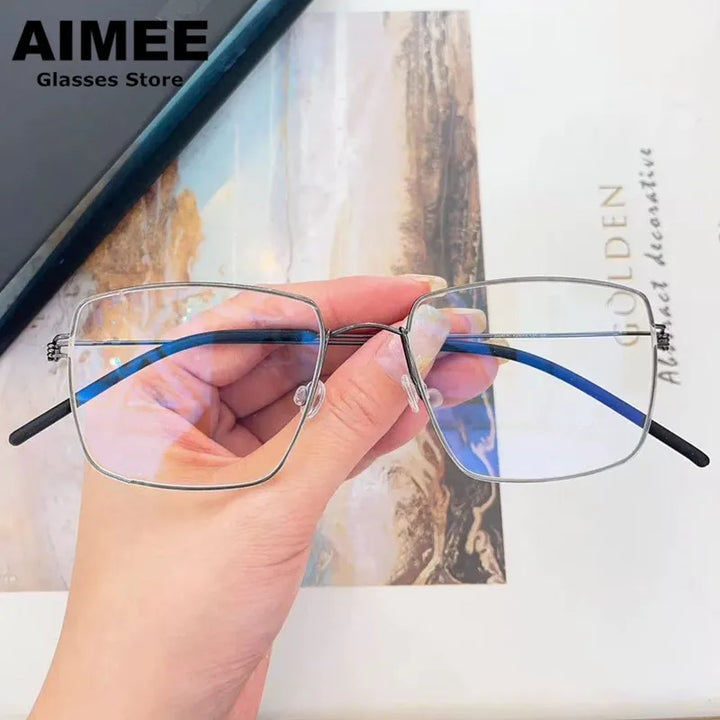 Aimee Unisex Full Rim Polygon Square Titanium Eyeglasses 613893