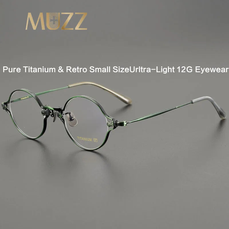 Muzz Unisex Full Rim Small Round Titanium Eyeglasses M188 Full Rim Muzz   