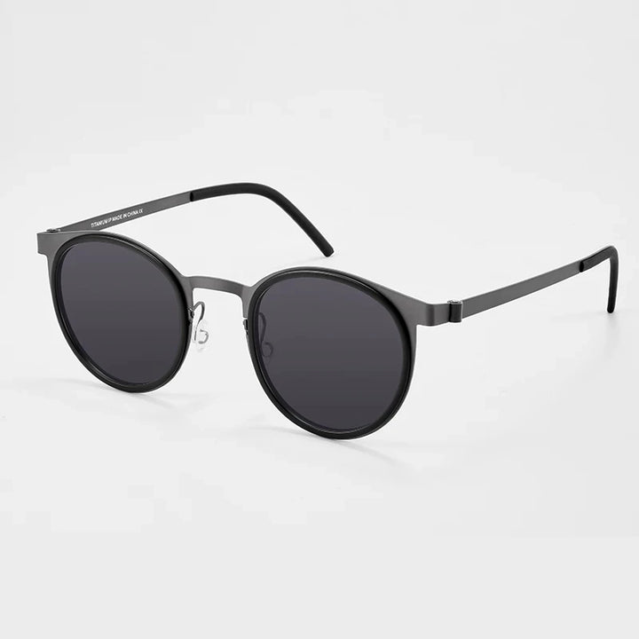 Blackmask Unisex Full Rim Round Titanium Polarized Sunglasses BM-9704S