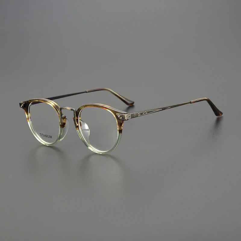 Nobler Unisex Full Rim Round Titanium Acetate Eyeglasses 2809 Full Rim Nobler C15  