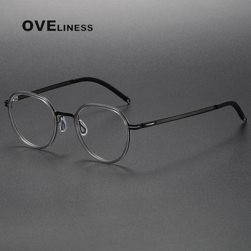 Oveliness Women's Full Rim Oval Acetate Titanium Eyeglasses 820319