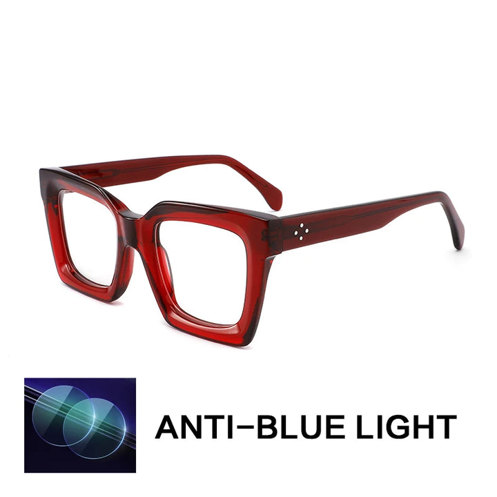 Gatenac Unisex Full Rim Square Acetate Reading Glasses 882215