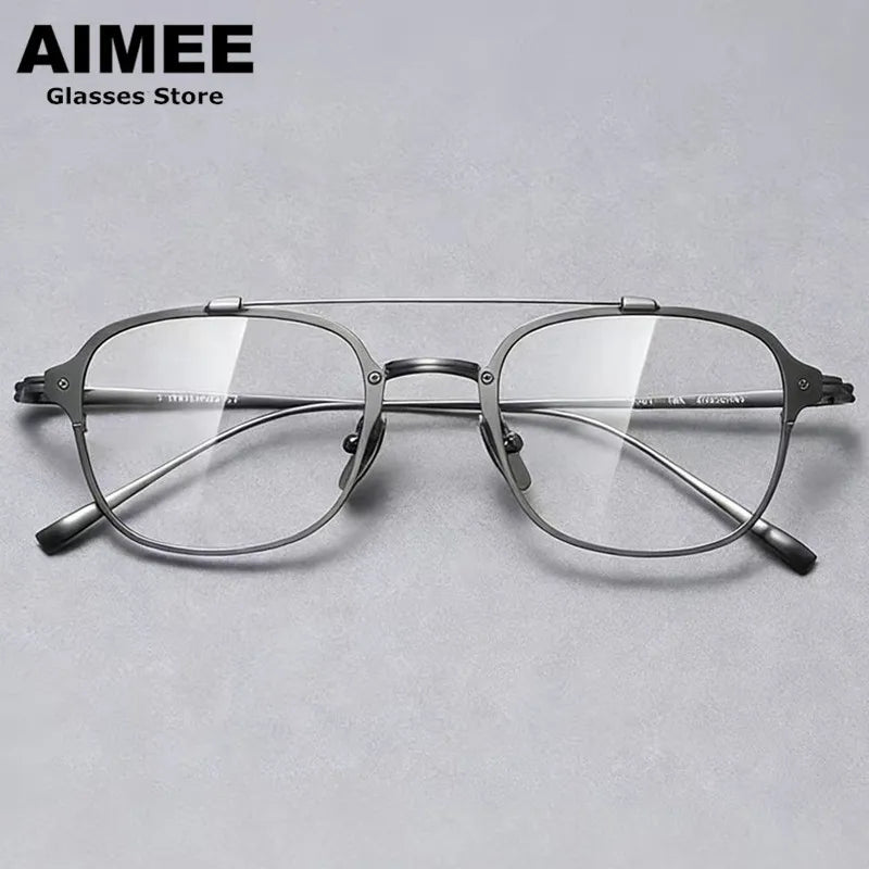 Aimee Unisex Full Rim Square Double Bridge Titanium Eyeglasses 541031