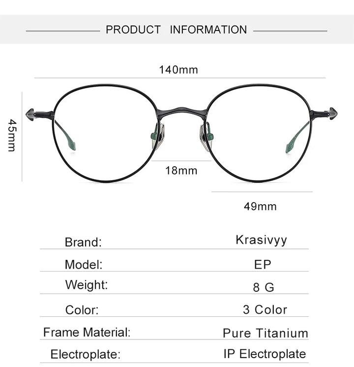 Krasivyy Women's Full Rim Round Titanium Eyeglasses Ep4549 Full Rim Krasivyy   