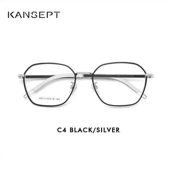 Kansept Men's Full Rim Big Polygon Stainless Steel Eyeglasses 34613 Full Rim Kansept 34613C4 CHINA 