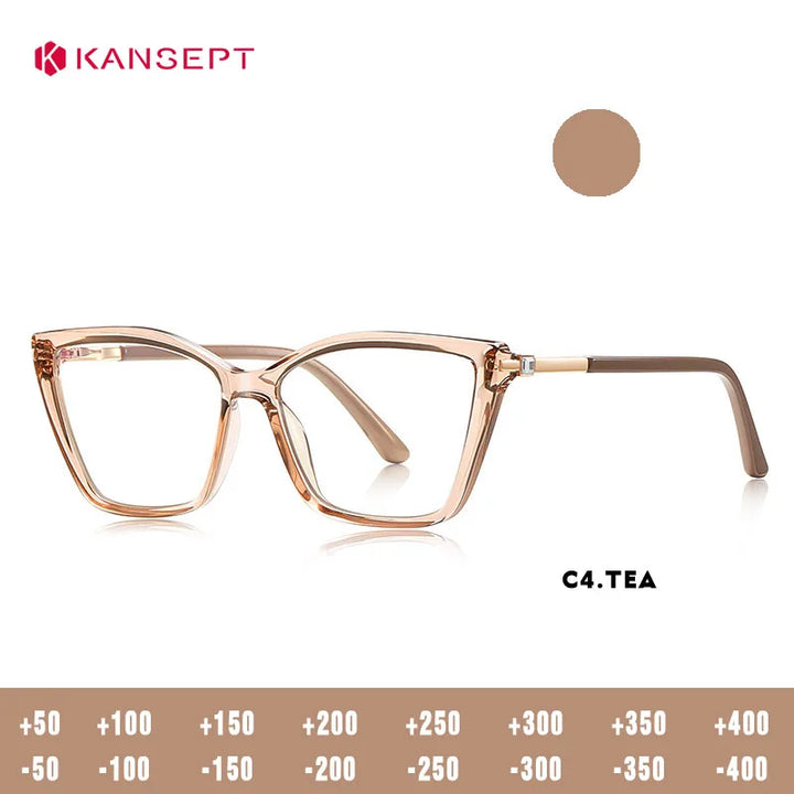 Kansept Women's Full Rim Square Tr 90 Titanium Reading Glasses 22387