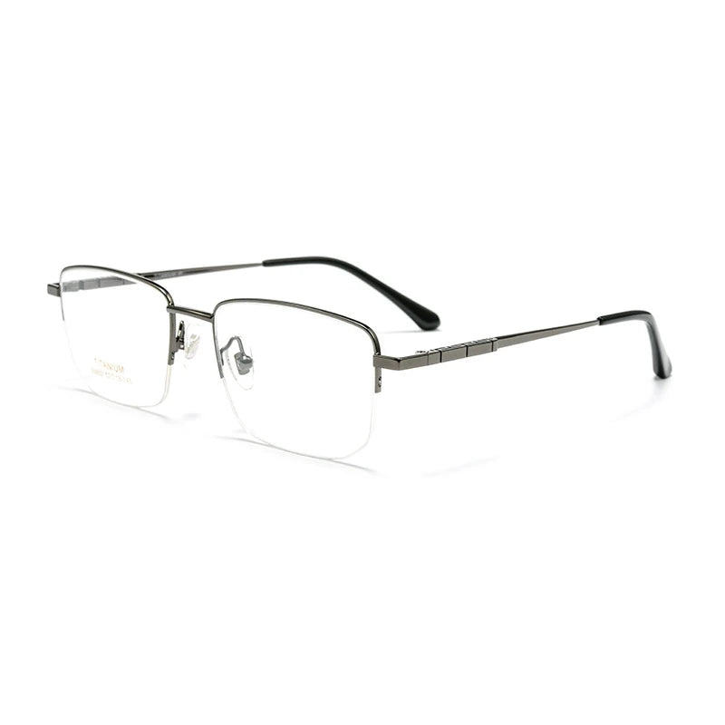 Yimaruili Women's Semi Rim Square Titanium Eyeglasses 69902 Semi Rim Yimaruili Eyeglasses Gun