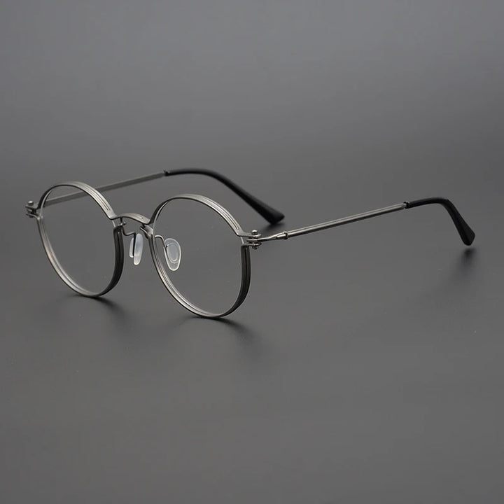 Black Mask Unisex Full Rim Round Titanium Acetate Eyeglasses Tv002 Full Rim Black Mask Gun Gray  