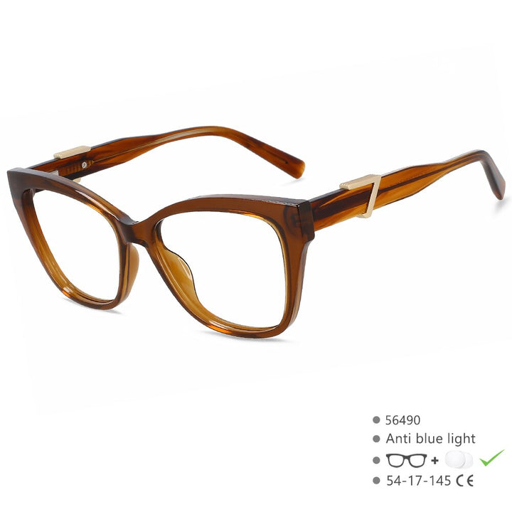 CCSpace Women's Full Rim Cat Eye Acetate Tr 90 Eyeglasses 56490 Full Rim CCspace Brown  