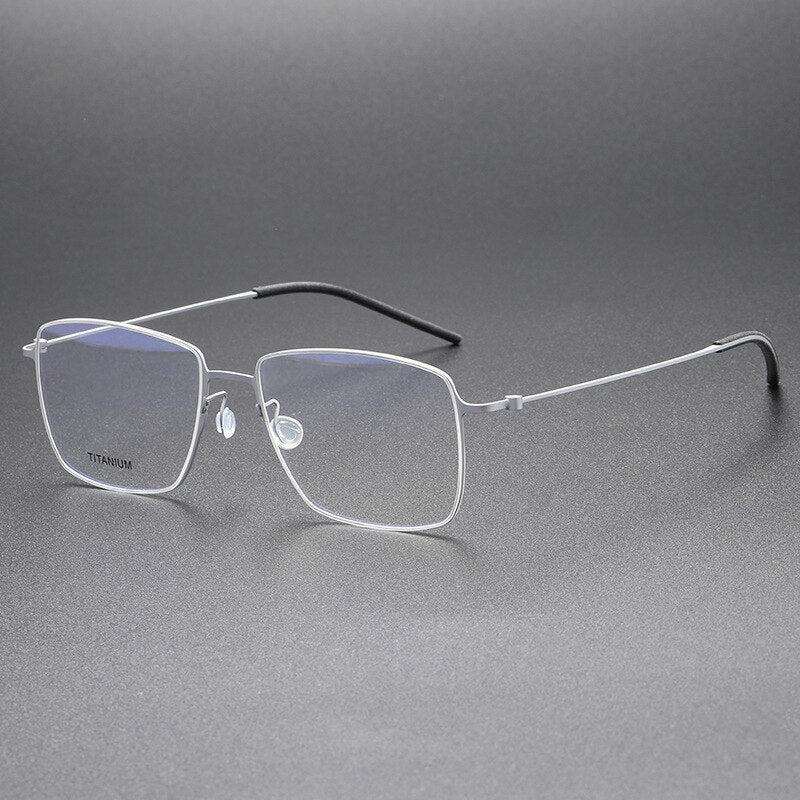 Aissuarvey Men's Full Rim Square Titanium Eyeglasses 564217 Full Rim Aissuarvey Eyeglasses Silver CN 