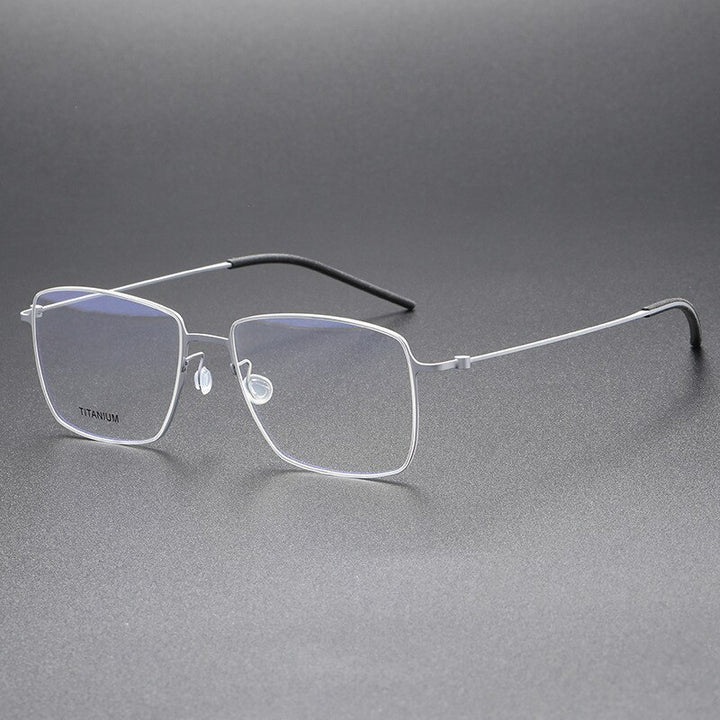 Aissuarvey Men's Full Rim Square Titanium Eyeglasses 564217 Full Rim Aissuarvey Eyeglasses Silver CN 