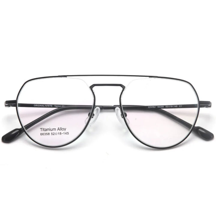 Muzz Unisex Full Rim Oval Double Bridge Titanium Eyeglasses 66358
