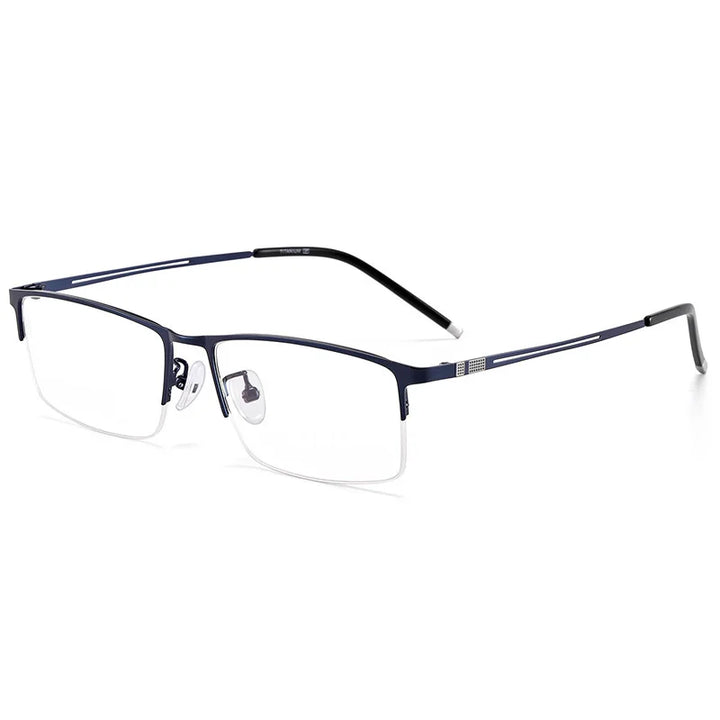Reven Jate Men's Semi Rim Square Alloy Eyeglasses 990070 Semi Rim Reven Jate blue  