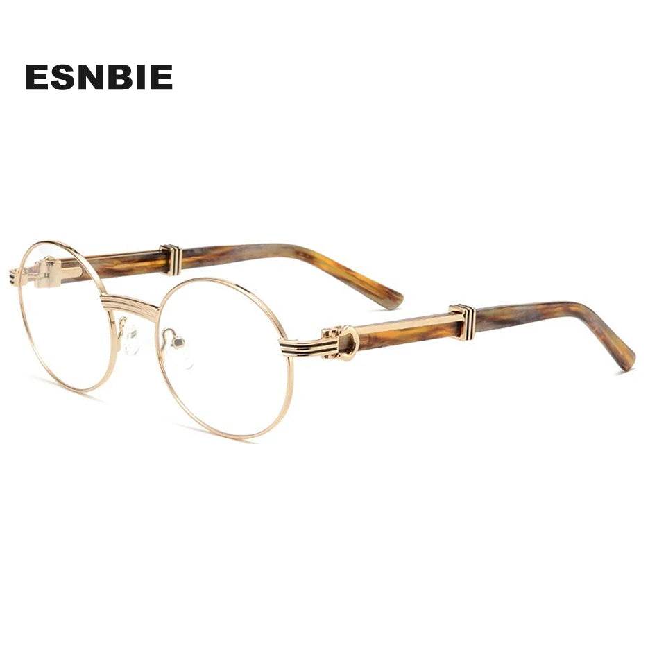 Esnbie Unisex Full Rim Round Alloy Eyeglasses 25SM083-1