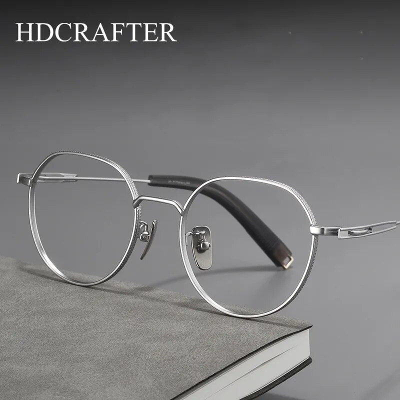 Hdcrafter Unisex Full Rim Round Titanium Eyeglasses Lsa1081 Full Rim Hdcrafter Eyeglasses   