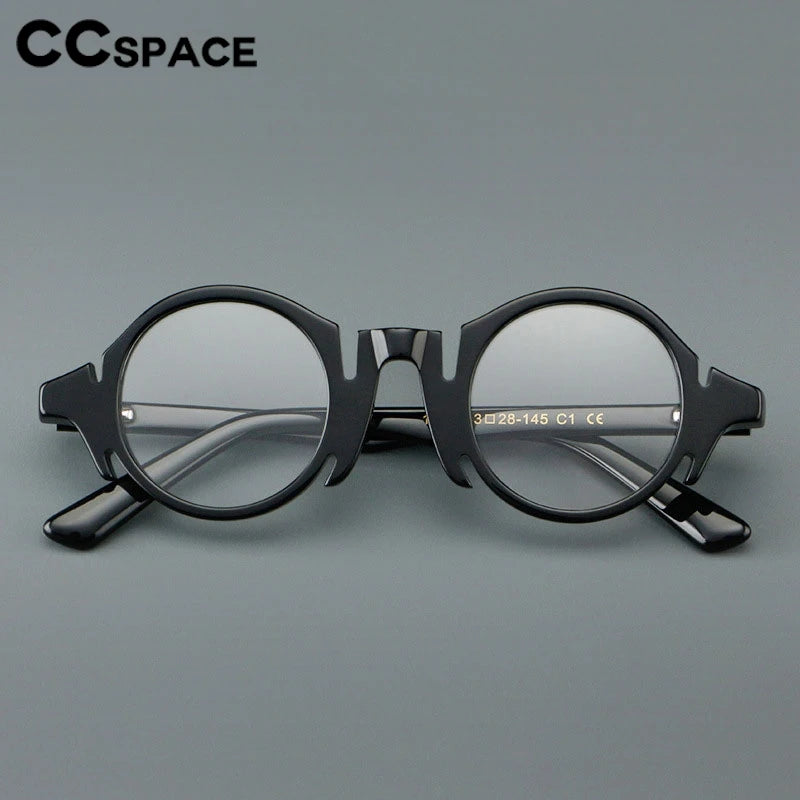 CCspace Women's Full Rim Round Acetate Eyeglasses 303370 Full Rim CCspace