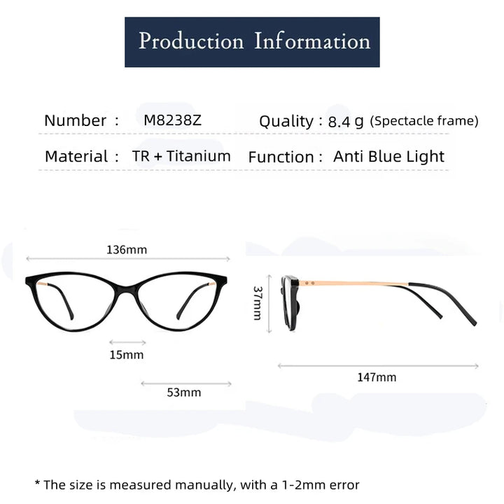 Kocolior Women's Full Rim Oval Tr 90 Titanium Eyeglasses 482381