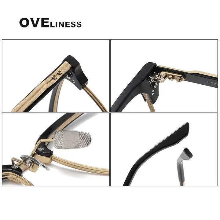 Oveliness Unisex Full Rim Square Titanium Acetate Eyeglasses 20132 Full Rim Oveliness   