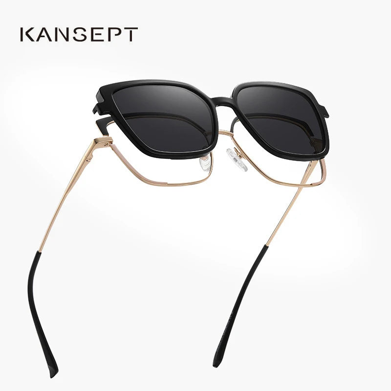 Kansept Women's Full Rim Square Stainless Steel Reading Glasses Clip On Sunglasses 2510 Reading Glasses Kansept   