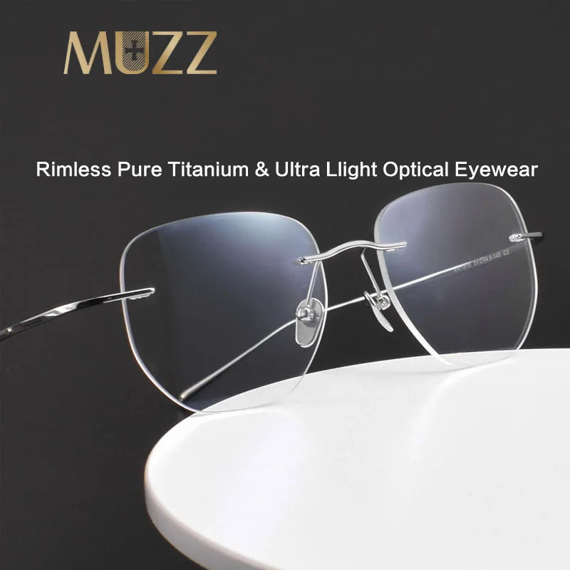 Muzz Women's Rimless Flat Top Square Titanium Eyeglasses 41816 Rimless Muzz   