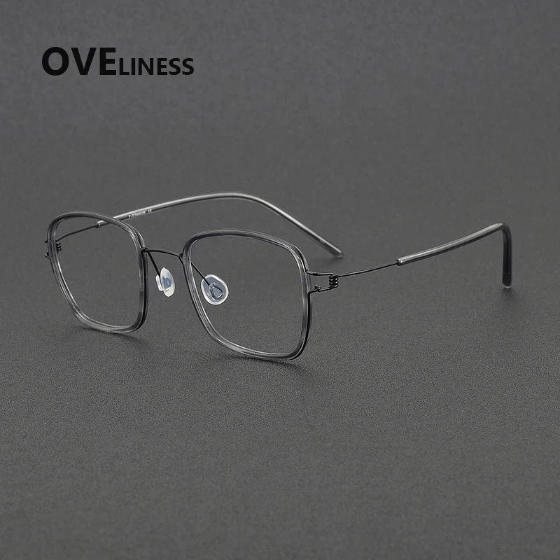 Oveliness Women's Full Rim Square Acetate Titanium Eyeglasses 381045