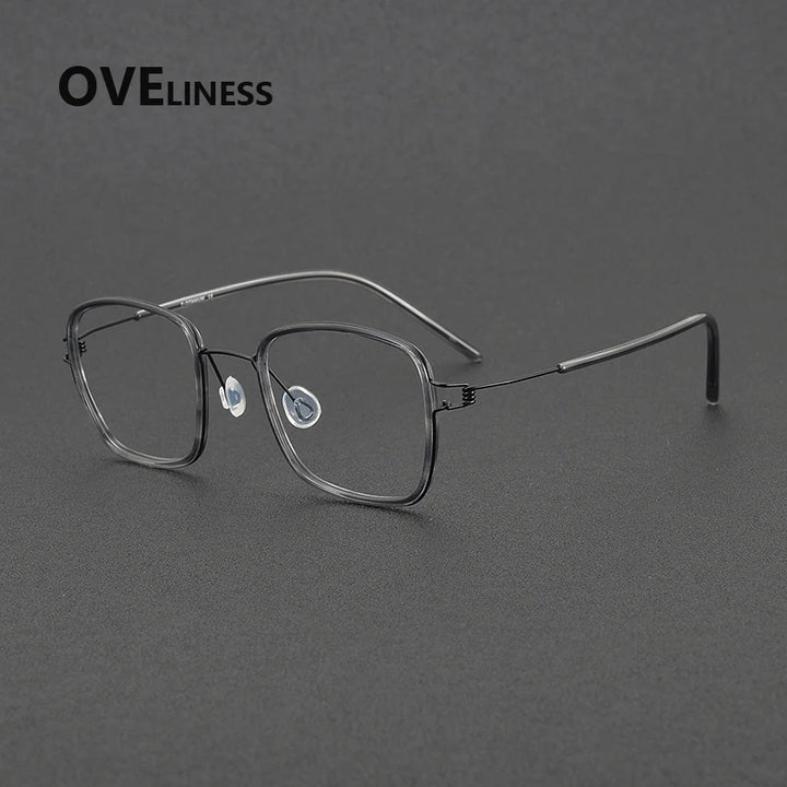 Oveliness Women's Full Rim Square Acetate Titanium Eyeglasses 381045