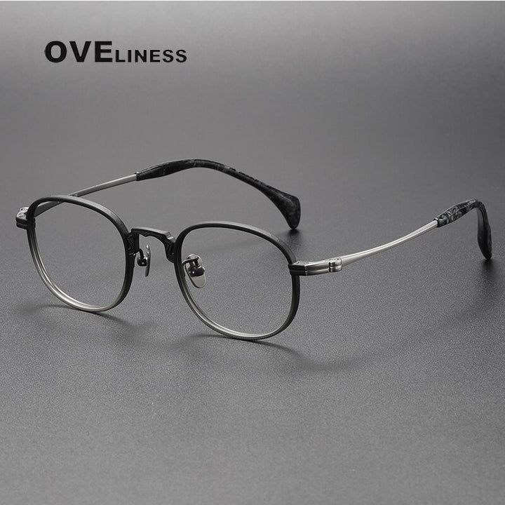 Oveliness Unisex Full Rim Square Titanium Eyeglasses 80866 Full Rim Oveliness black silver  