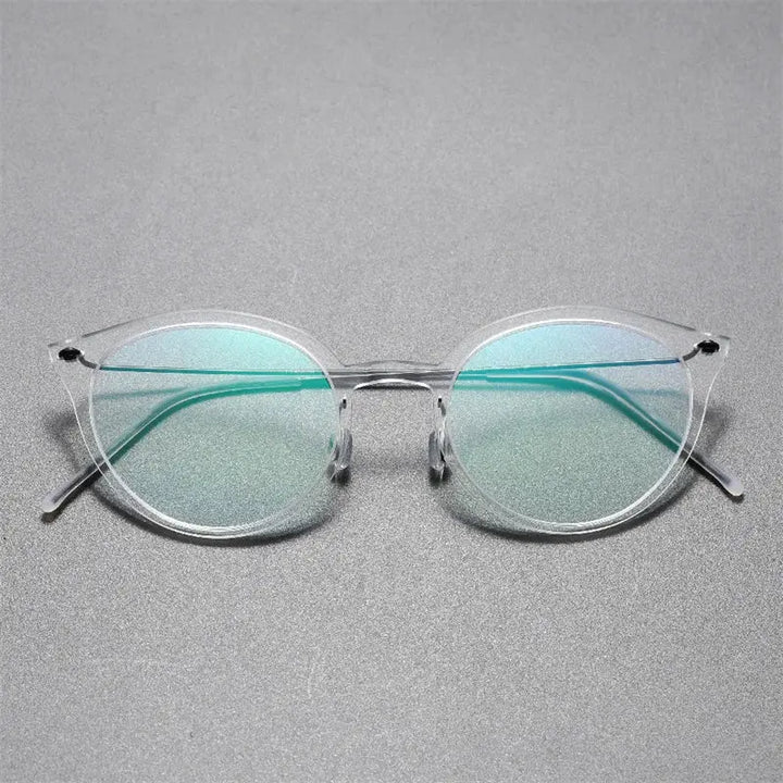 Aimee 654800 Women’s Full Rim Round Cat-Eye Screwless Titanium Frames FuzWeb